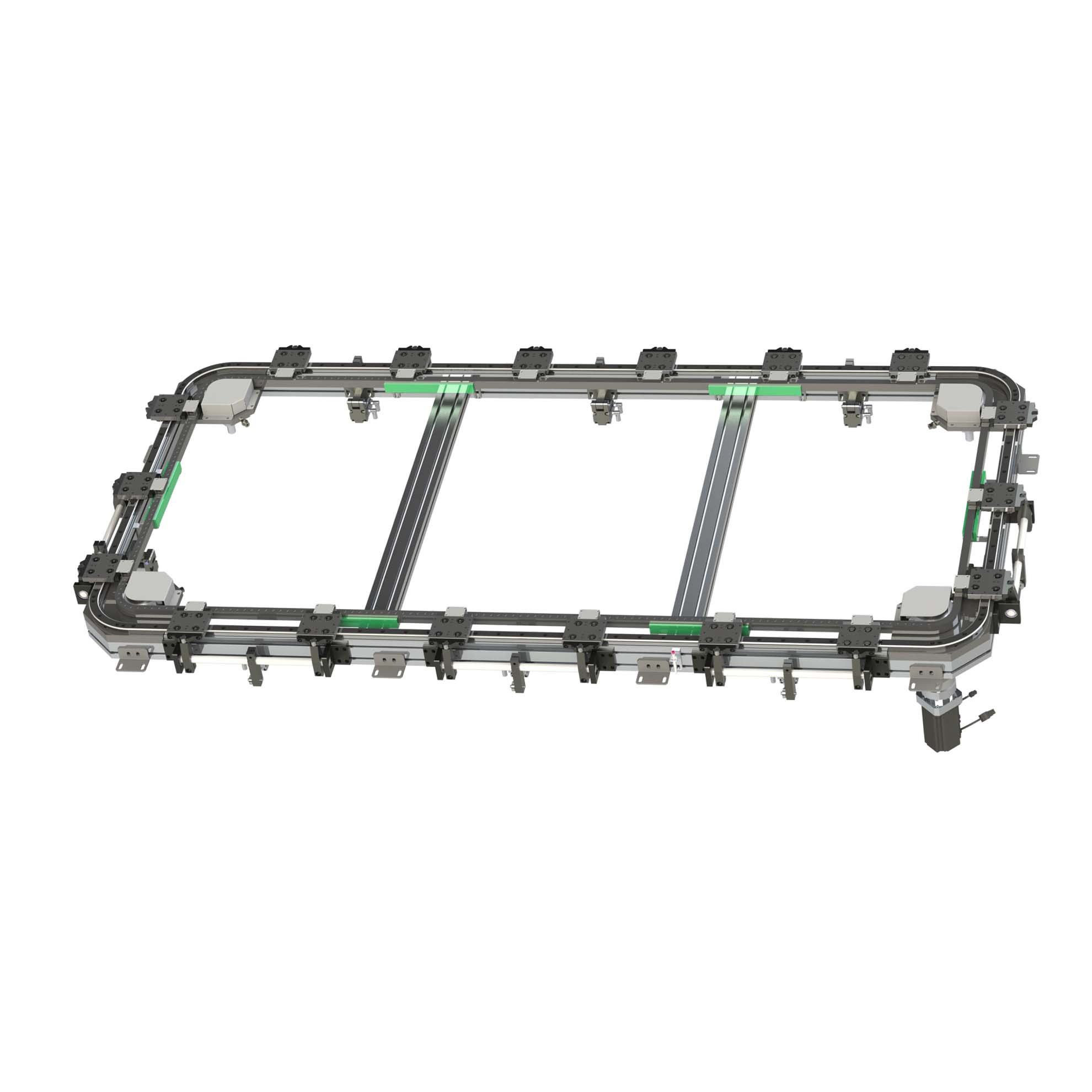 circular guide rail conveyor light load rectangular profle chain driven systems
