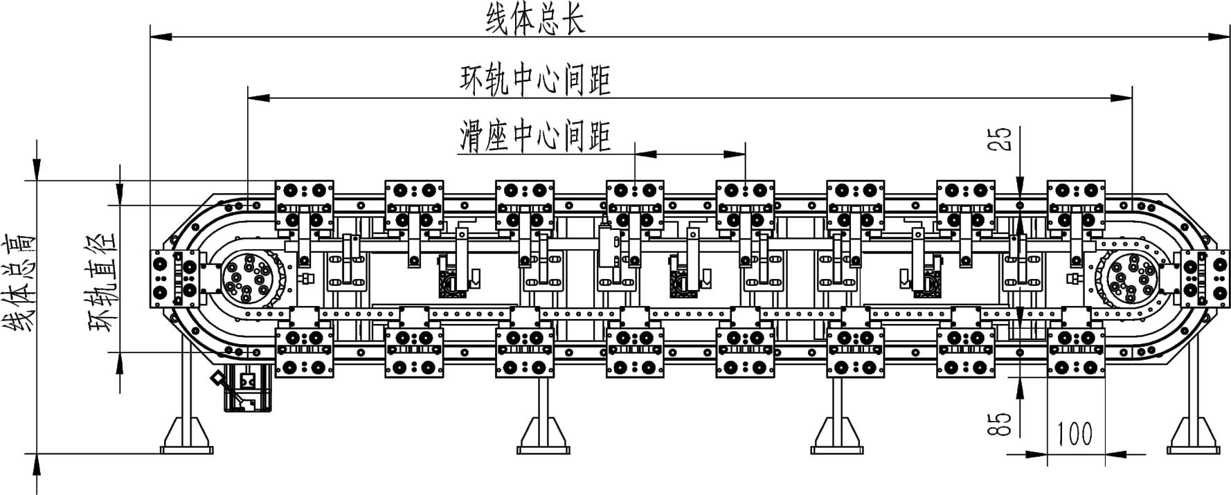 Oval vertical guide track conveyor systems