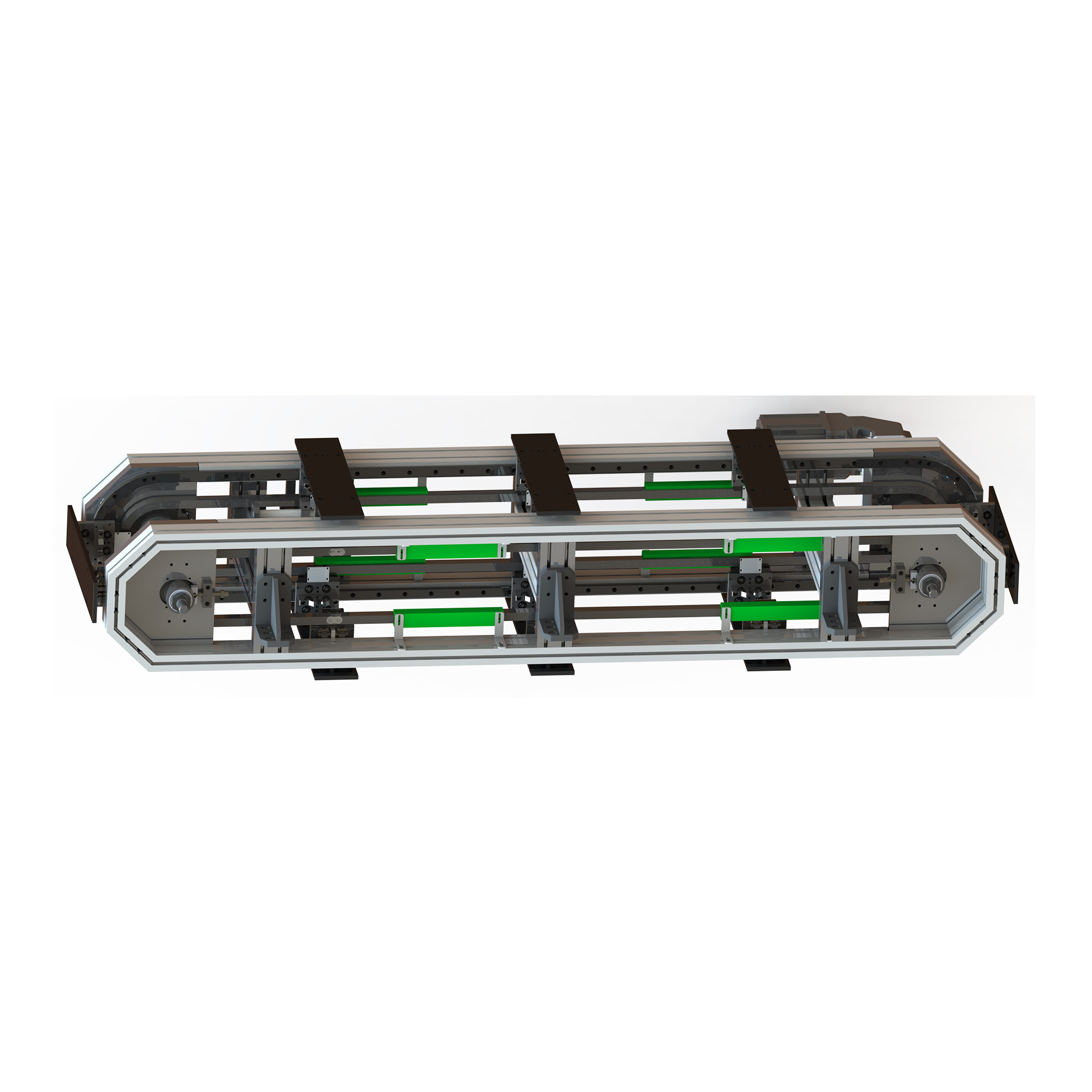 Oval profile vertical double-track annular guide rail conveyor systems